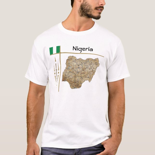 Mapa de Nigeria + bandera + camiseta de título (Anverso)