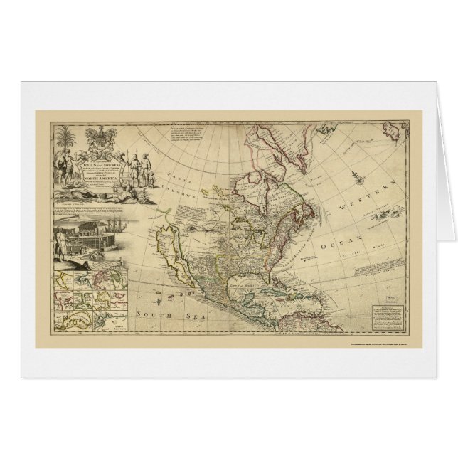 Mapa de Norteamérica del Moll 1715 de Herman (Anverso (Horizontal))
