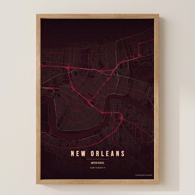 Mapa de Nueva Orleans Ruby NOLA Póster de Arte de  (Subido por el creador)