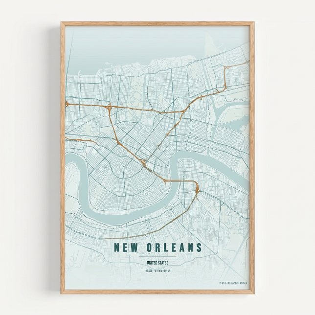 Mapa de Nueva Orleans Rústico Póster de Arte de Pa (Subido por el creador)