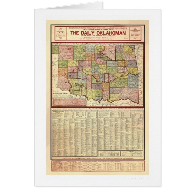 Mapa de Oklahoma y del territorio indio 1905 (Frente)