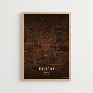 Mapa de Ola de Calor de Houston Impresión Póster d