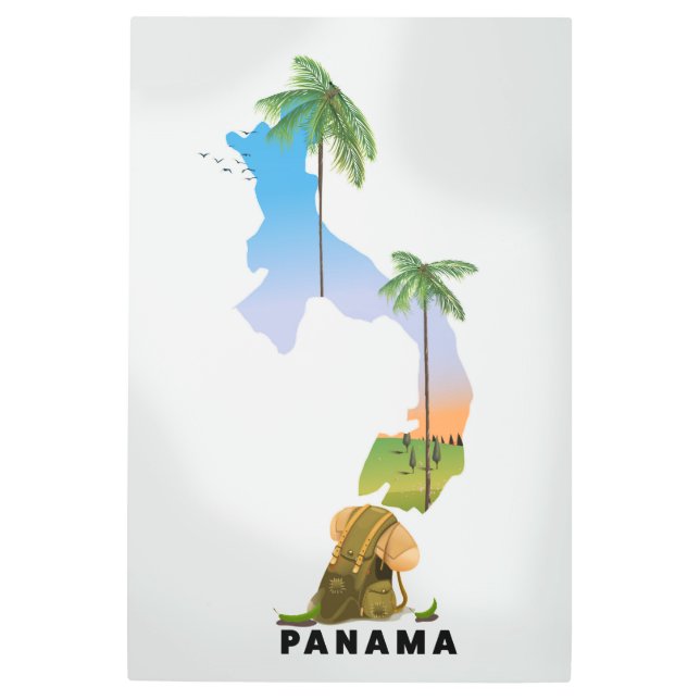 Mapa de Panamá Impresión de afiches de viaje ilust (Anverso)
