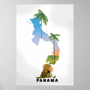 Mapa de Panamá Impresión de afiches de viaje ilust