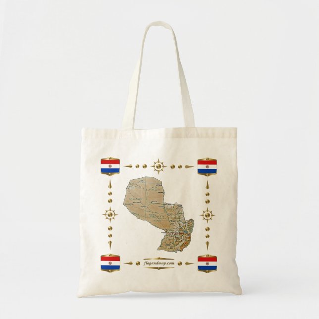 Mapa de Paraguay + Bolso de las banderas (Frente)