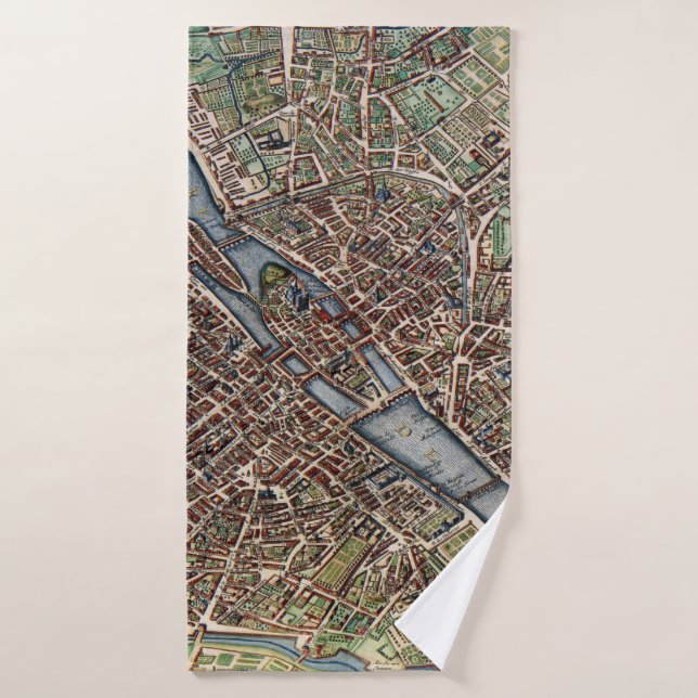mapa de París ciudad antigua (Toalla de baño)