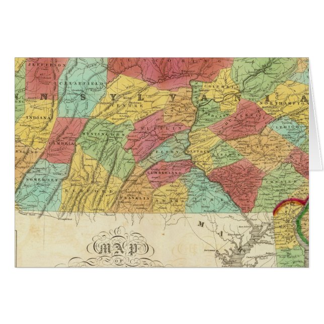 Mapa De Pennsylvania New Jersey Y Delaware (Anverso (Horizontal))