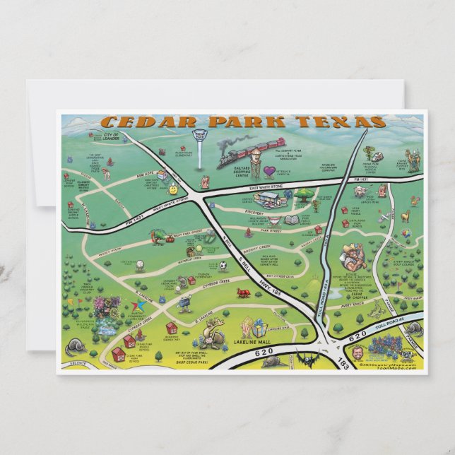 Mapa de Personalizados de Cedar Park Texas (Anverso)