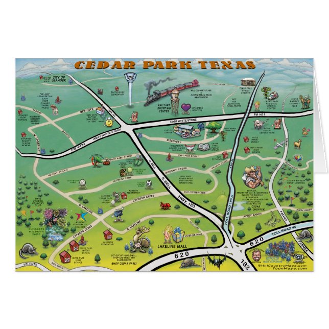 Mapa de Personalizados de Cedar Park Texas (Anverso (Horizontal))