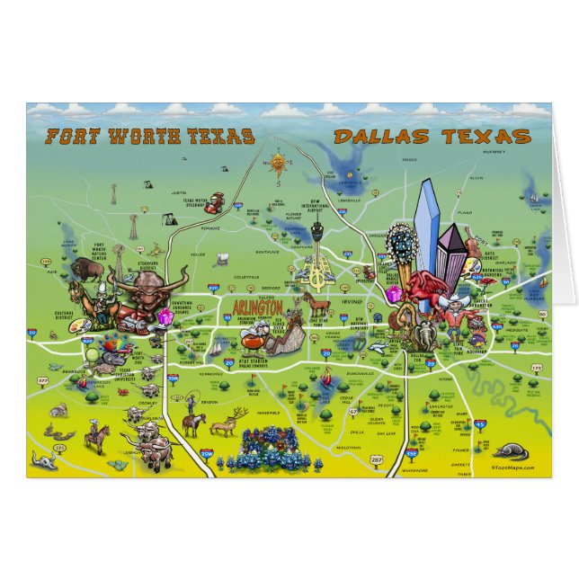 Mapa de Personalizados de Dallas Fort Worth (Anverso (Horizontal))