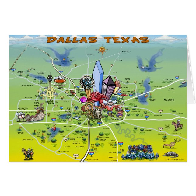 Mapa de Personalizados de Dallas Texas (Anverso (Horizontal))