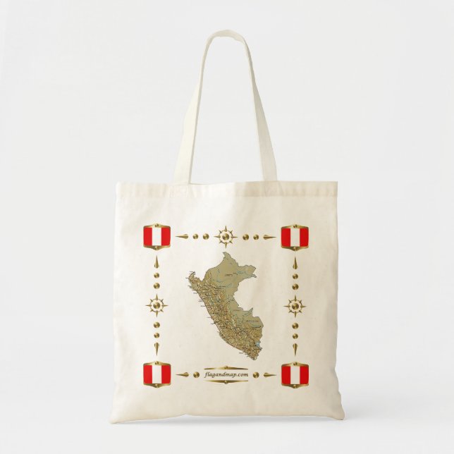 Mapa de Perú + Bolsa de Banderas (Frente)