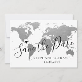 Mapa de plata Boda de destino Guardar la tarjeta d