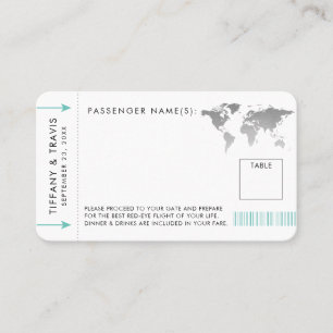 Mapa de plata de tarjeta de entrada de avión con t