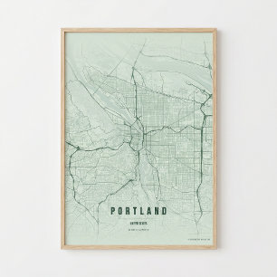 Mapa de Portland Impresión Oregon Ciudad Póster Re