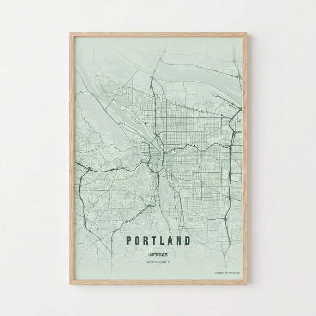 Mapa de Portland Impresión Oregon Ciudad Póster Re (Subido por el creador)
