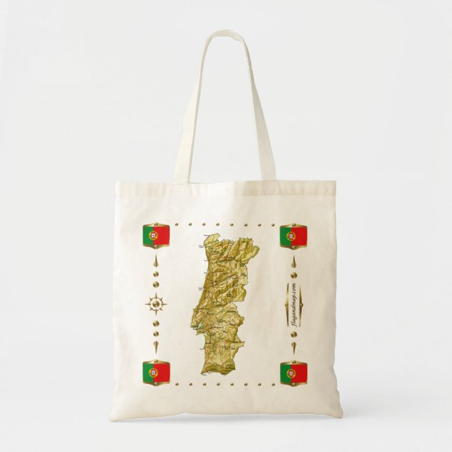 Mapa de Portugal + Bolso de las banderas (Frente)