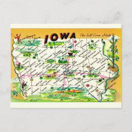 Mapa de postal antiguo de Iowa
