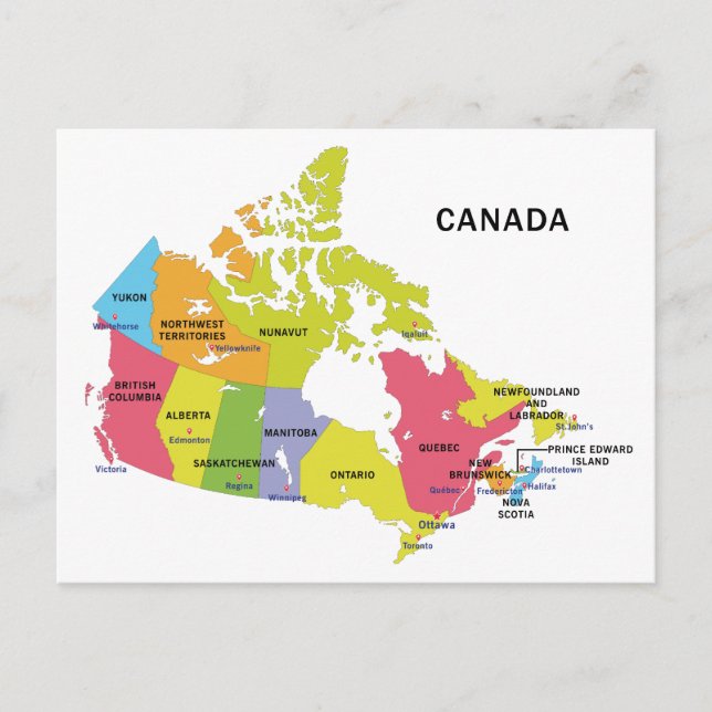 Mapa de postal de Canadá (Anverso)