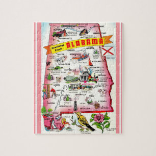Mapa de postales de Alabama rompecabezas
