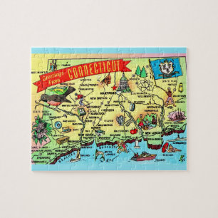 Mapa de postales de Connecticut Rompecabezas