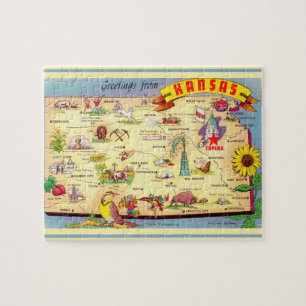 Mapa de postales de Kansas Rompecabezas