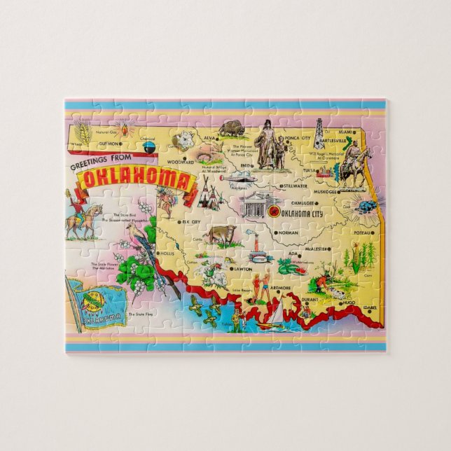 Mapa de postales de Oklahoma rompecabezas (Horizontal)