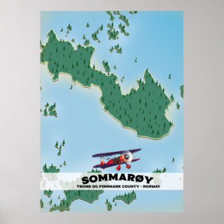 mapa de póster de viaje de Sommarøy Noruega
