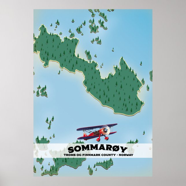 mapa de póster de viaje de Sommarøy Noruega (Frente)