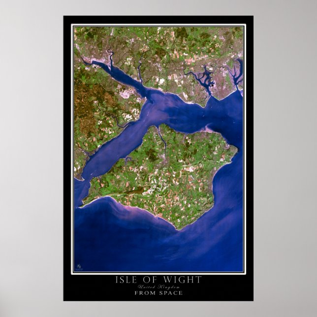 Mapa De Posters De La Isla De Wight Satellite (Frente)