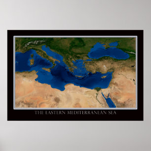 Mapa de Posters de satélites del Mediterráneo orie