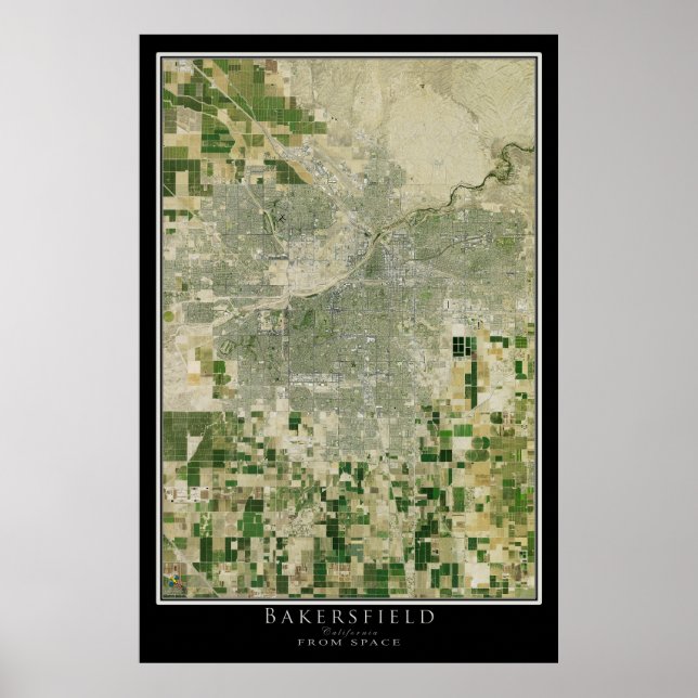Mapa de Posters por satélite de Bakersfield Califo (Frente)