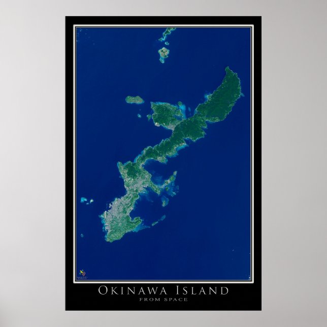 Mapa de Posters por satélite de la isla de Okinawa (Frente)