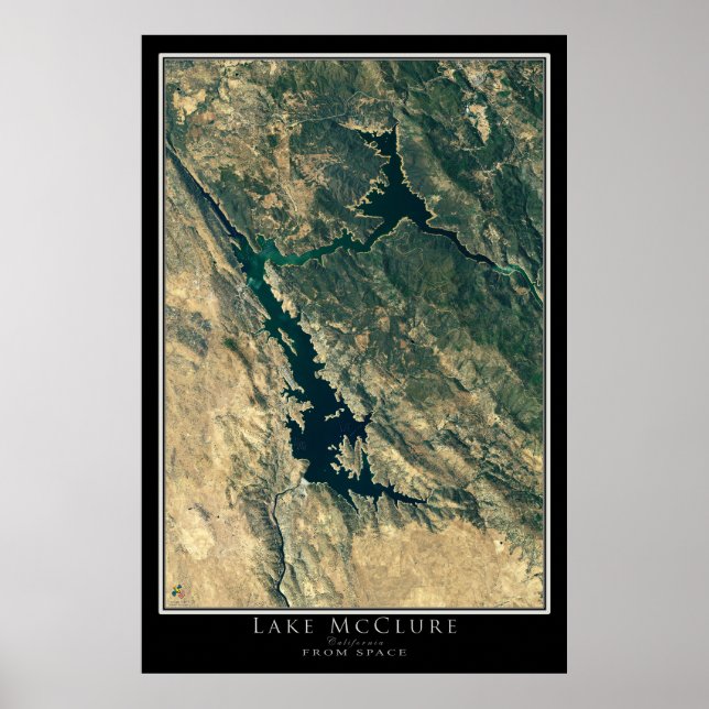 Mapa de Posters por satélite de Lake McClure Calif (Frente)