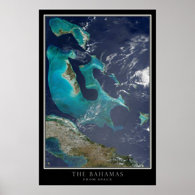 Mapa de Posters por satélite de las Bahamas (Frente)