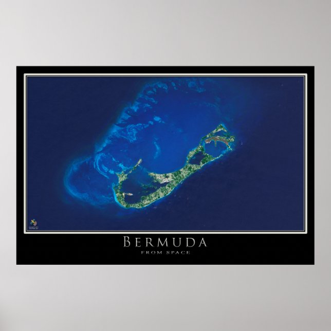 Mapa de Posters por satélite de las Bermudas (Frente)