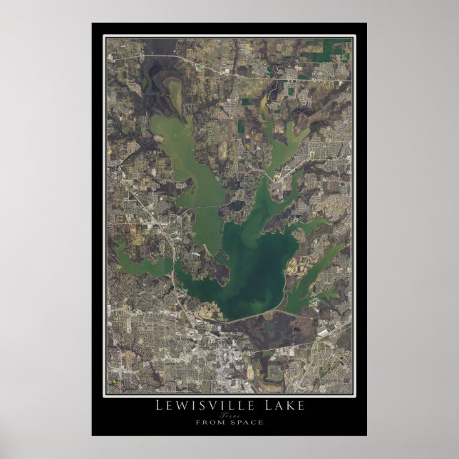 Mapa de Posters por satélite de Lewisville Lake Te (Frente)