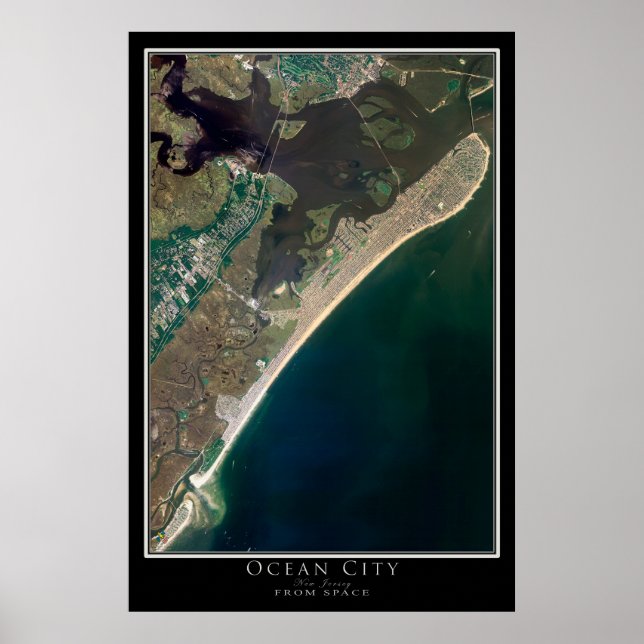 Mapa de Posters por satélite de Ocean City New Jer (Frente)
