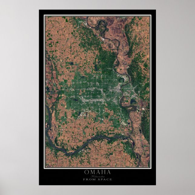 Mapa de Posters por satélite de Omaha Nebraska (Frente)