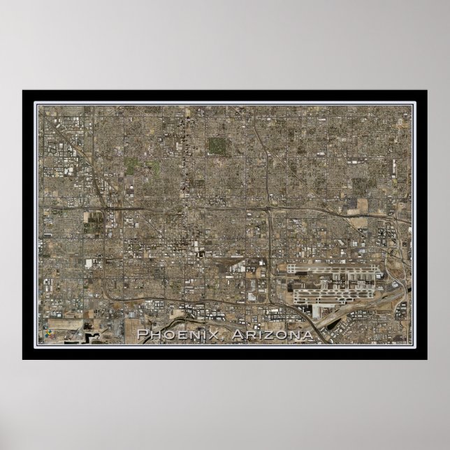 Mapa de Posters por satélite de Phoenix Arizona (Frente)
