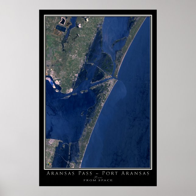 Mapa de Posters por satélite de Port Aransas Texas (Frente)