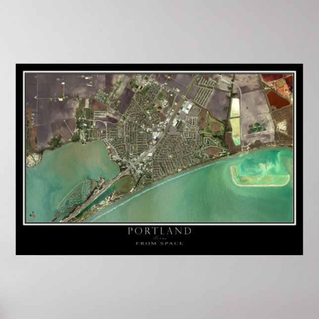 Mapa de Posters por satélite de Portland Texas (Frente)
