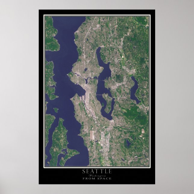 Mapa de Posters por satélite de Seattle Washington (Frente)