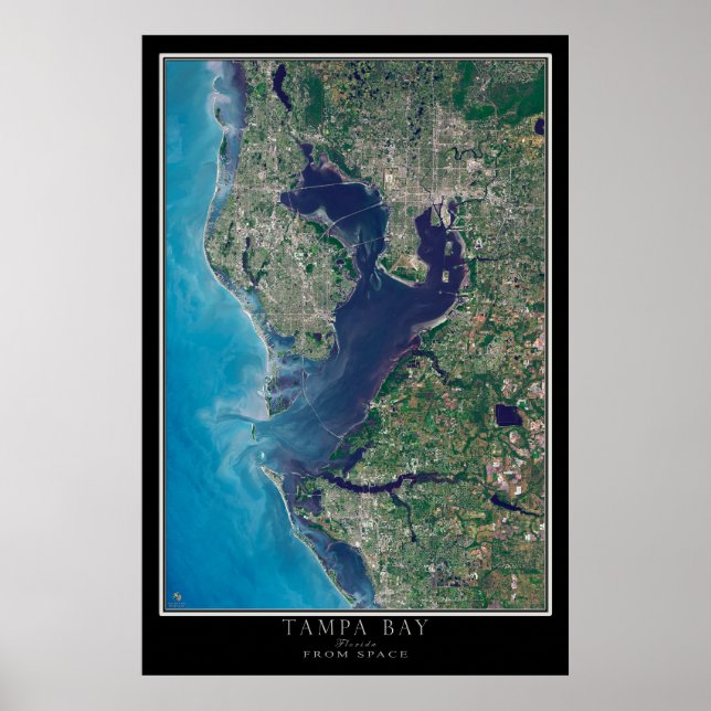 Mapa de Posters por satélite de Tampa Bay Florida (Frente)