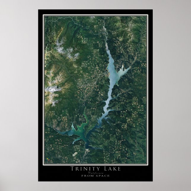 Mapa de Posters por satélite de Trinity Lake Calif (Frente)