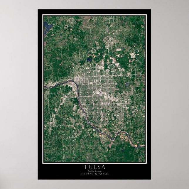 Mapa de Posters por satélite de Tulsa Oklahoma (Frente)