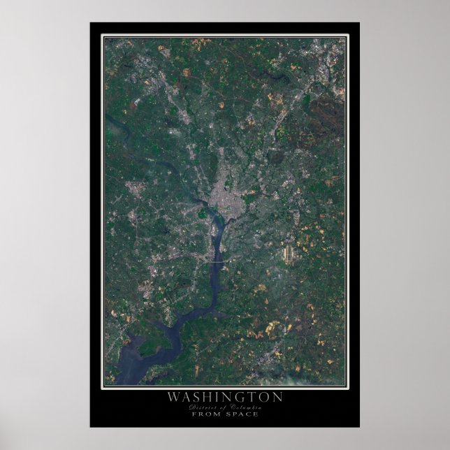 Mapa de Posters por satélite de Washington DC (Frente)