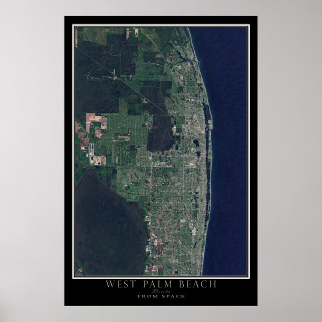 Mapa de Posters por satélite de West Palm Beach Fl (Frente)