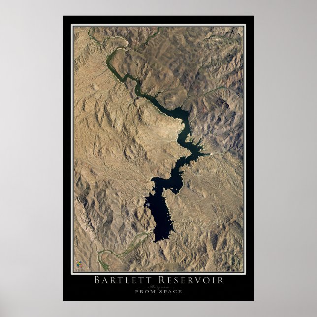 Mapa de Posters por satélite del lago Bartlett de  (Frente)