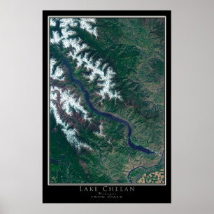 Mapa de Posters por satélite del lago Chelan Washi